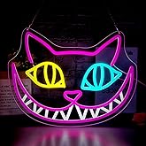 Cat Neon Sign for Wall Decor Dimmable Cartoon Neon Light for Men LED Light Up Sign Suitable for Living Room Clothing Store Man Cave Birthday Gift Size 13.7 * 10.3In(P069)