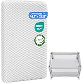 GAIVE 1.5in Mattress Fit Pack and Play &amp; Baby Bassinet, Gel Memory Foam with Waterproof &amp; Breathable Ice Silk Cover, 41.1"x27.8" （Grey）