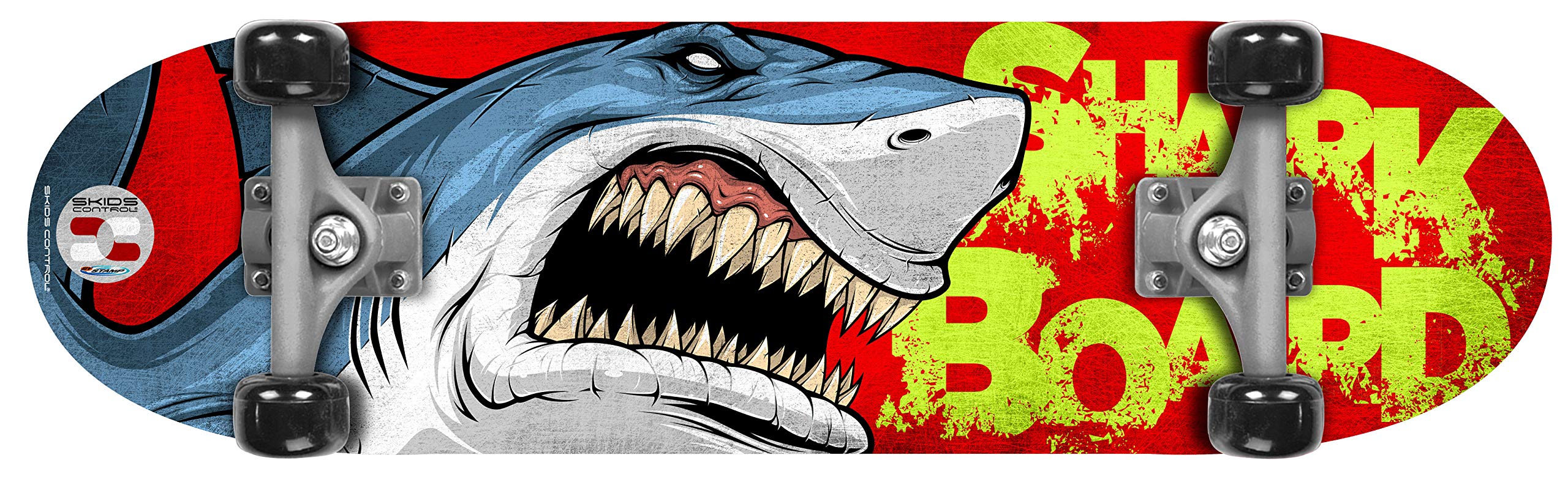 Stamp Skateboard 28 x 8 Shark Skids Control, JS102310, RED, 28 x 8 Inches