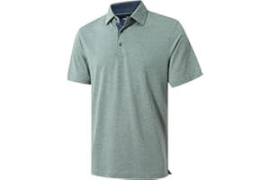 VEBOON Men's Polo Shirts Long and Short Sleeve Cotton Blend Heather Moisture Wicking Casual Collared Shirts