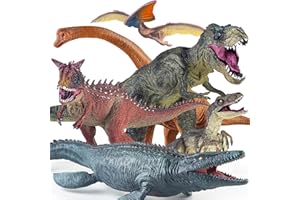 BOKABOKA 6 Pack Big Dinosaur Toys Set,Realistic-Looking Dino Carnotaurus,Blue Velociraptor, Mosasaurus Toy for Boys Girls Children Kids Toddler 3-12 Years Old,Brithsay