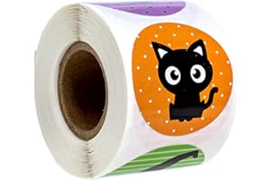 SBLABELS Halloween Character Stickers / 250 Spooky Fall Stickers / 8 Alternating Adorable Autumn Designs / 1.5" Round Trick Or Treat Sticker/Made in The USA