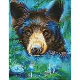 DIAMOND DOTZ Moonlight Magic Black Bear Diamond Art Painting for Adults | Full Coverage Design, Sparkling Faceted Finish, Complete Starter Set, Vibrant Wall Decor, Ready to Frame, Great Handmade Gift