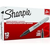 Sharpie Permanent Markers, Fine Point, Black, 12 Count