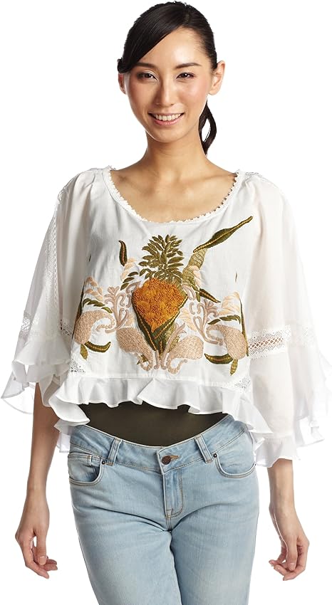 Amazon グレースコンチネンタル Grace Continental パイナップル刺繍トップ 0136 ホワイト 36 Tシャツ カットソー 通販