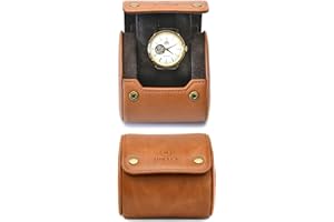 M MIRAGE LUXURY TRAVEL Watch Travel Case Leather – Single, 1 Watch Roll – Tawny Brown Cow Leather