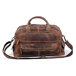 KomalC Leather Travel Duffel Bags for Men and Women
