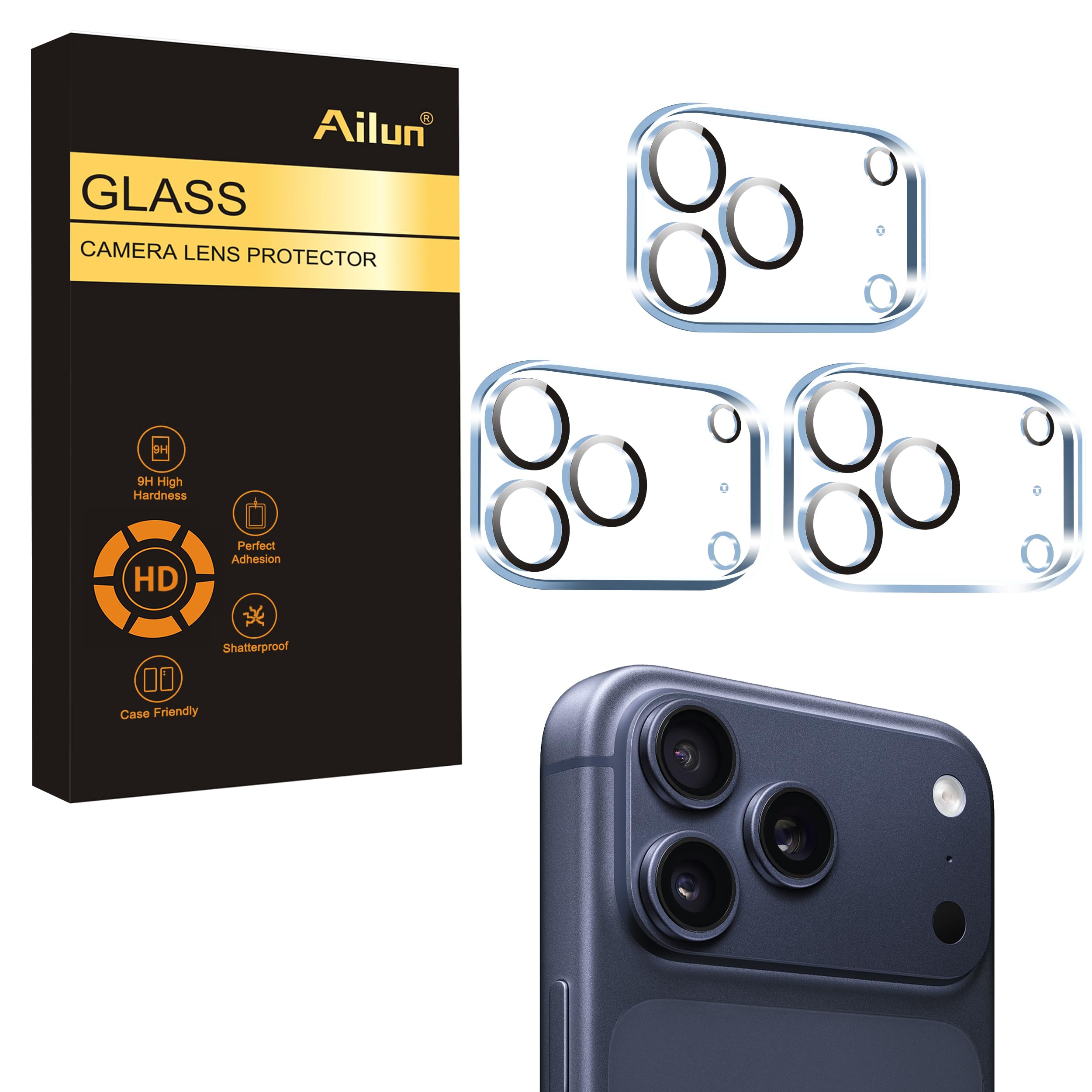 Photo 1 of Ailun 3 Pack Camera Lens Protector for iPhone 17 Pro Max,Tempered Glass,9H Hardness,Ultra HD,Anti-Scratch,Case Friendly,Does not Affect Night Shots