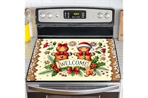 NYZE Christmas Stove Top Cover for Electric Stove,Glass Stove Top Cover, Heat Resistant Glass Cooktop Cover, Stovetop Protector, Kitchen Decor, Dish Drying Mats Cover for Ceramic Washer Top 28.5x20.5 inch