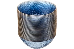 PLASTICPRO 30 Pack 12 Ounce Hammered Plastic Bowls Translucent Blue with Gold Rim Heavyweight Disposable Plastic Soup Bowls E
