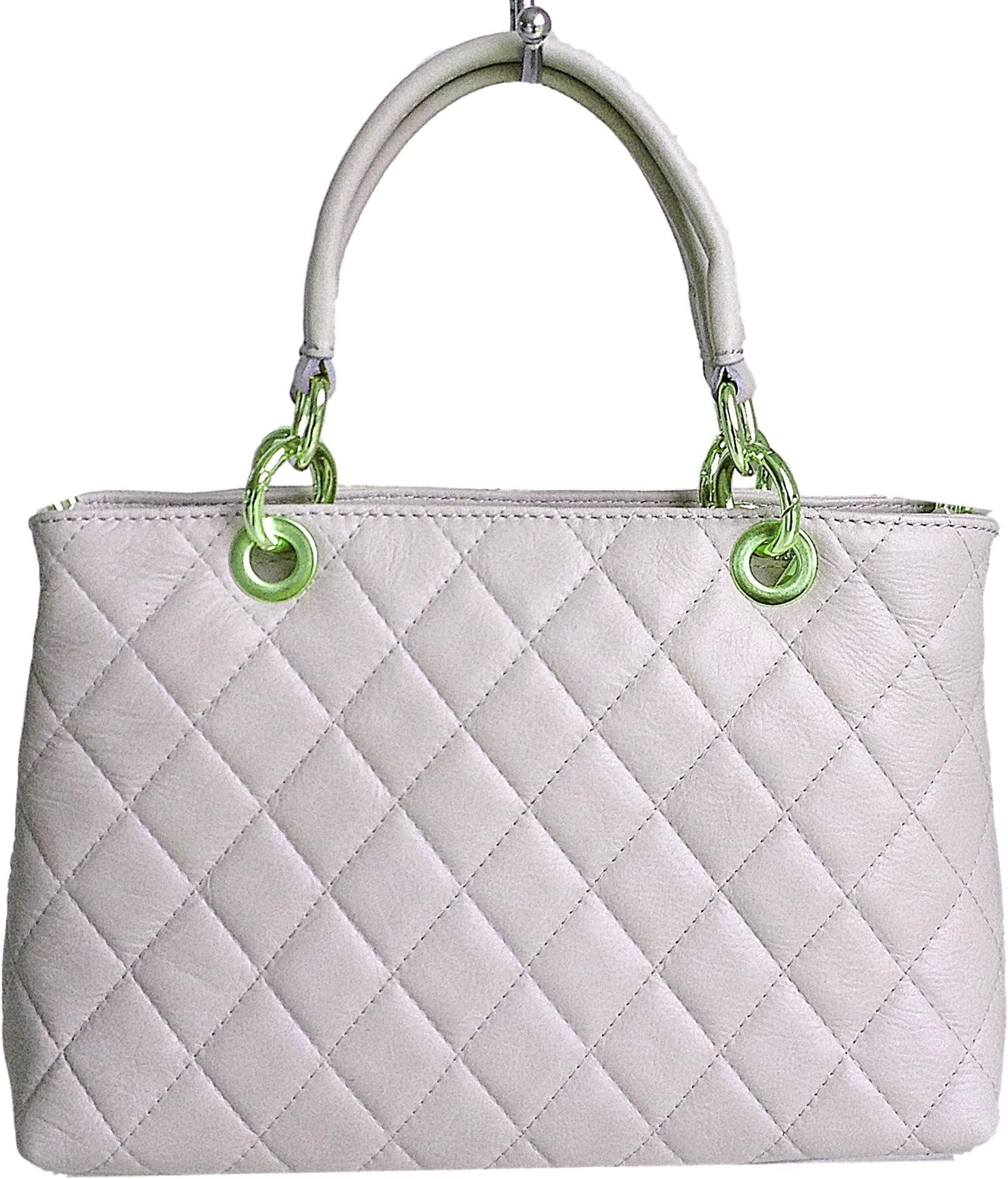 Handbag Bliss Italian Leather Quilted Classic Handbag & Shoulder Bag