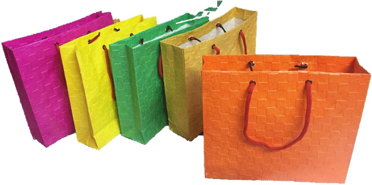 INDOGIFTS Handmade Pearl Metallic Embossed Paper Bags Small, Size 7 x 8.5 inch, 200 GSM Paper (Pack of 25, Multicolor)