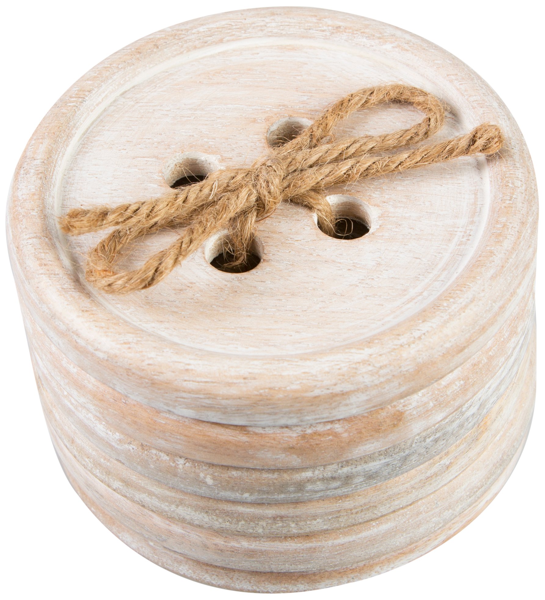 Sass & Belle Wooden Brown Button Coaster - Set of 6