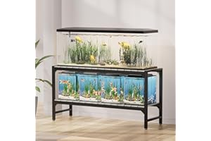 Tatub 55-90 Gallon Fish Tank Stand, Metal Aquarium Stand with 2-tier Open Shelves and Thickened Slats, Heavy Duty Metal Large Aquarium Stand for up to 6 Total Aquariums, 1000 LBS Capacity Per Shelf