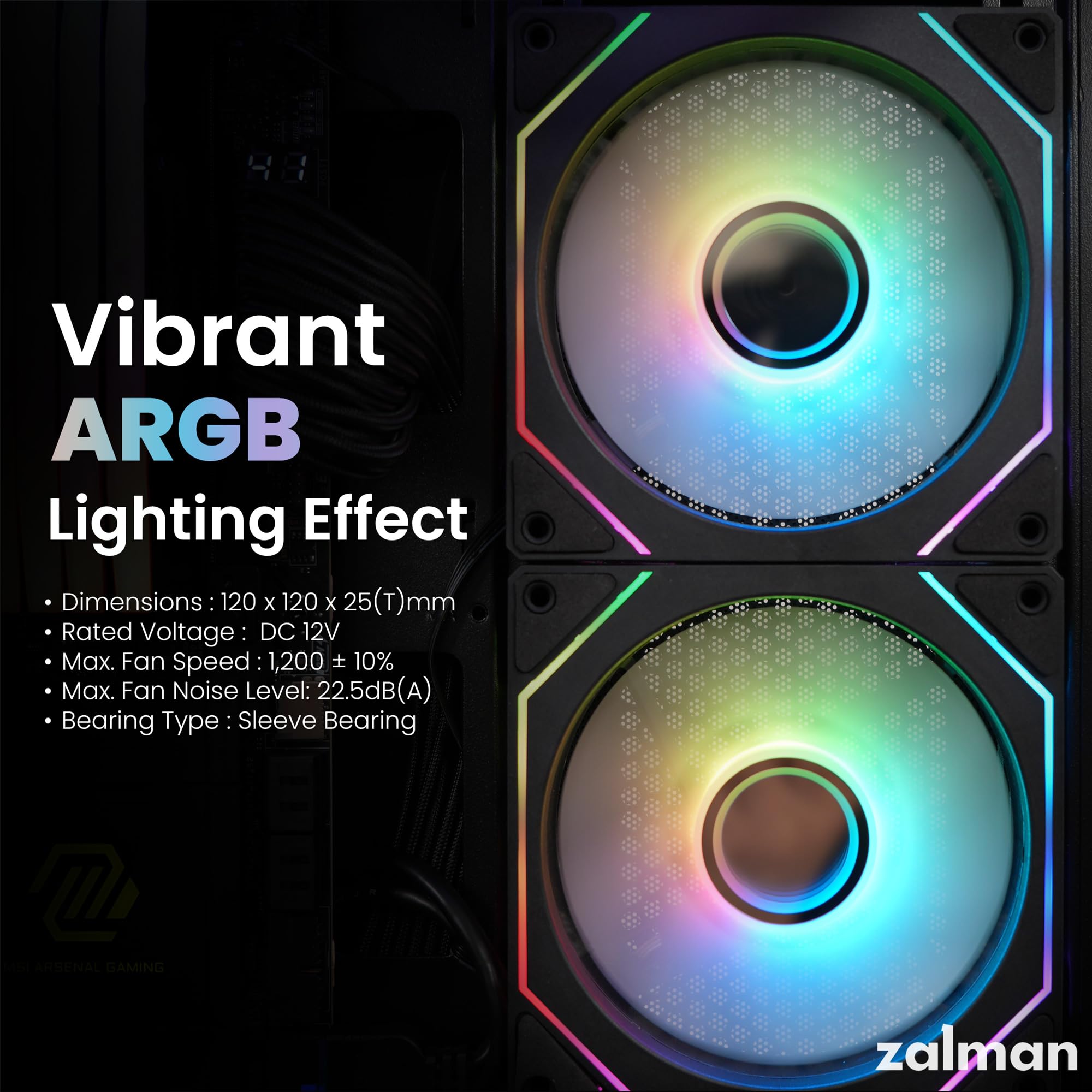 Zalman CHRONIX ATX Mid-Tower PC Case, 3 x Prism ARGB Fans Preinstalled, USB Type-C 3.2, RGB Control Button, 360mm Radiator Support, Panoramic Tempered Glass RGB Gaming PC Case, Black