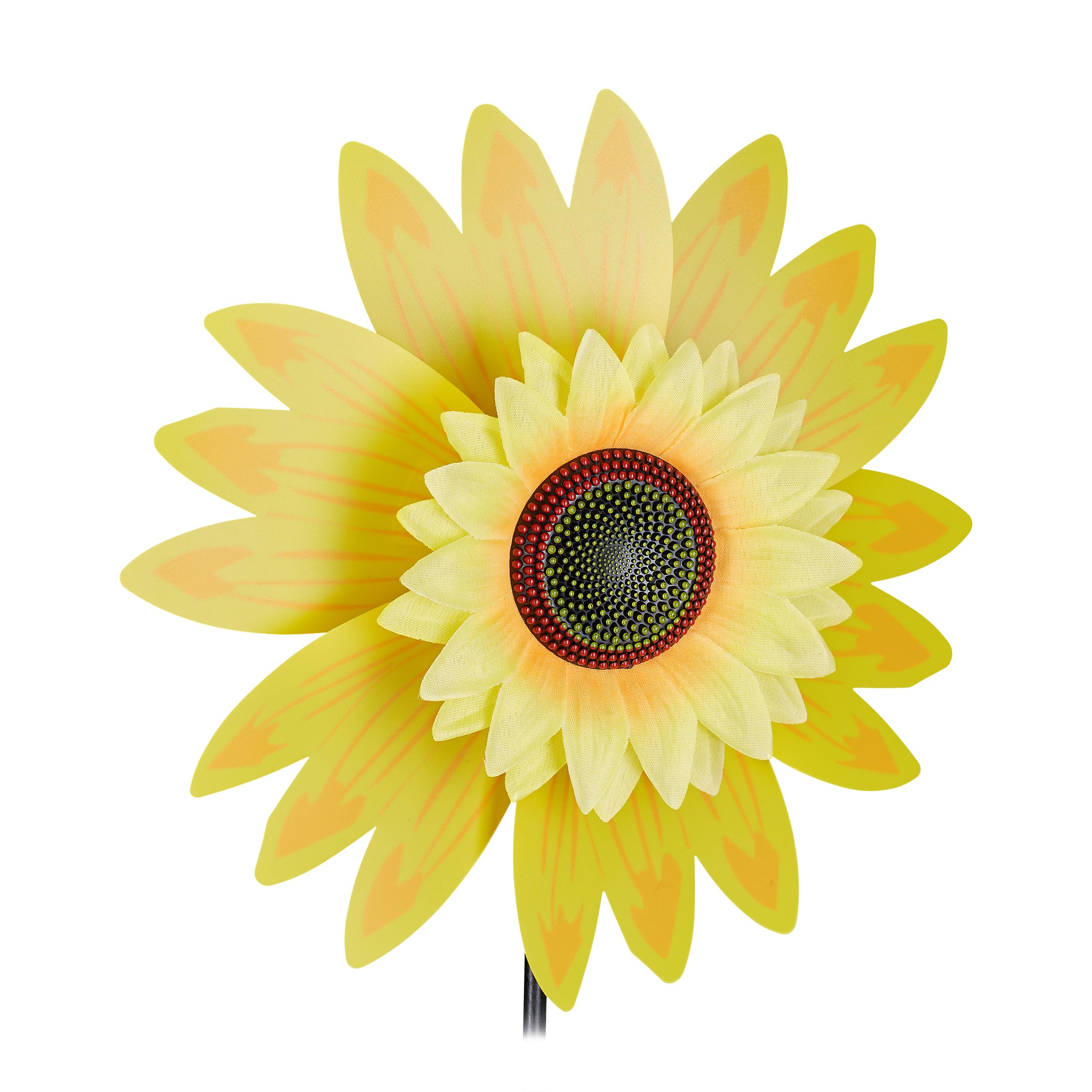 Relaxdays Sunflower Pinwheel, Windmill, Garden, Accessory, Childrens, Play, Toy, Flowerbed, Plant, Height: 70cm, Yellow