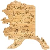 Totally Bamboo Destination Alaska State Shaped Serving and Cutting Board, Includes Hang Tie for Wall Display
