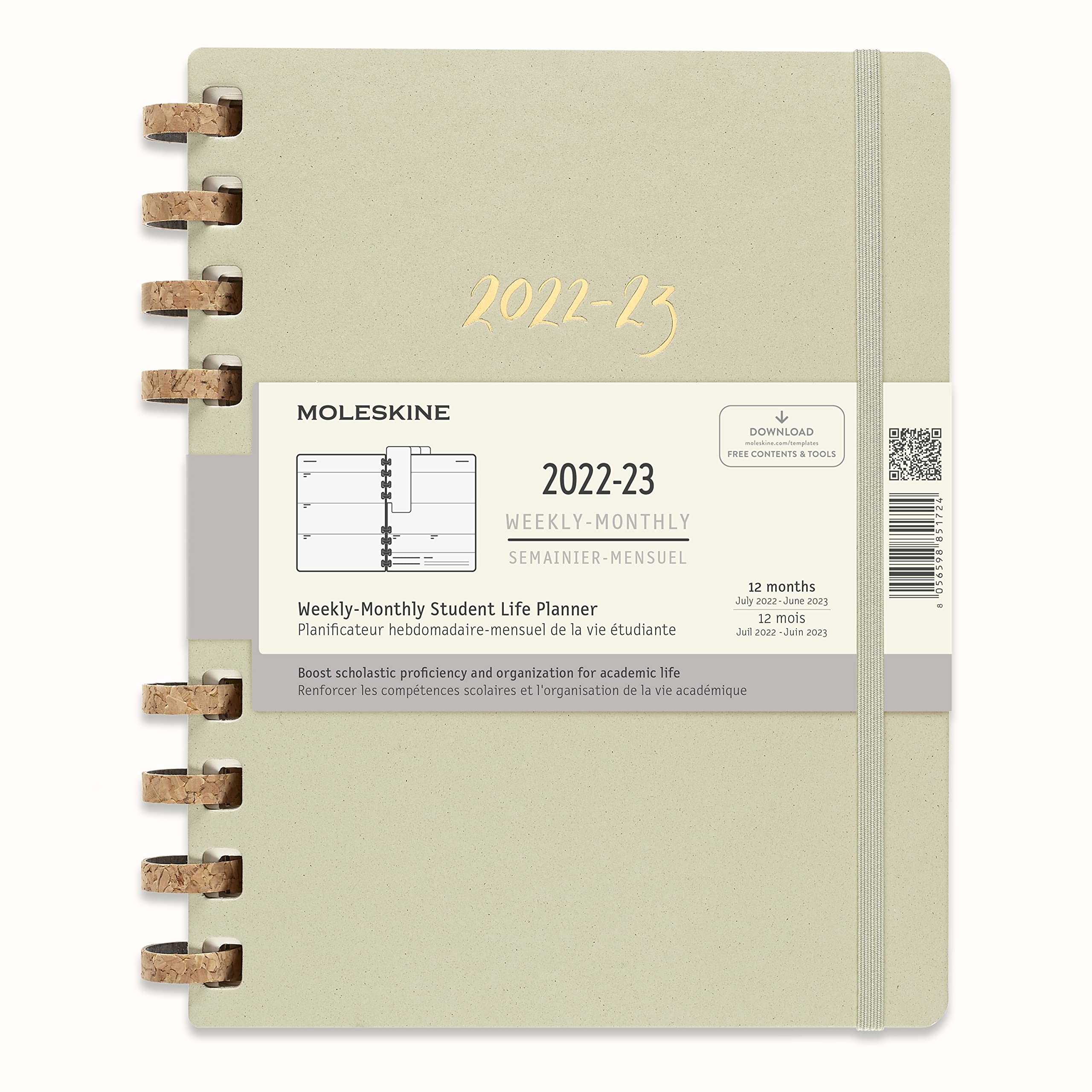Moleskine Monthly Planner 2022, 2023, 12-Month Monthly Diary, Monthly Notebook with Hard Cover, Size Extra Large 19 x 25 cm, Crush Kiwi