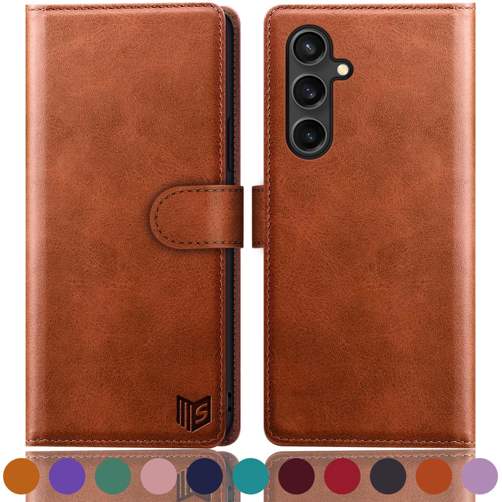 SUANPOT for Samsung Galaxy S23 FE Wallet case 【RFID Blocking】 Credit Card Holder,PU Leather Flip Folio Book Phone case Cover Women Men for Samsung S23 FE 5G case Wallet Light Brown