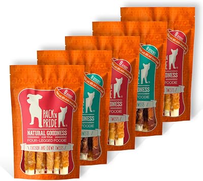 PACK'N PRIDE Dog Treats 5 Pack 450g Chicken Duck Chewy Twists