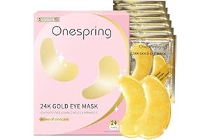 Under Eye Patches (24 Pairs), Gold Under Eye Mask for Dark Circles, Puffy Eyes, Undereye Bags, Wrinkles - Collagen Skin Care 