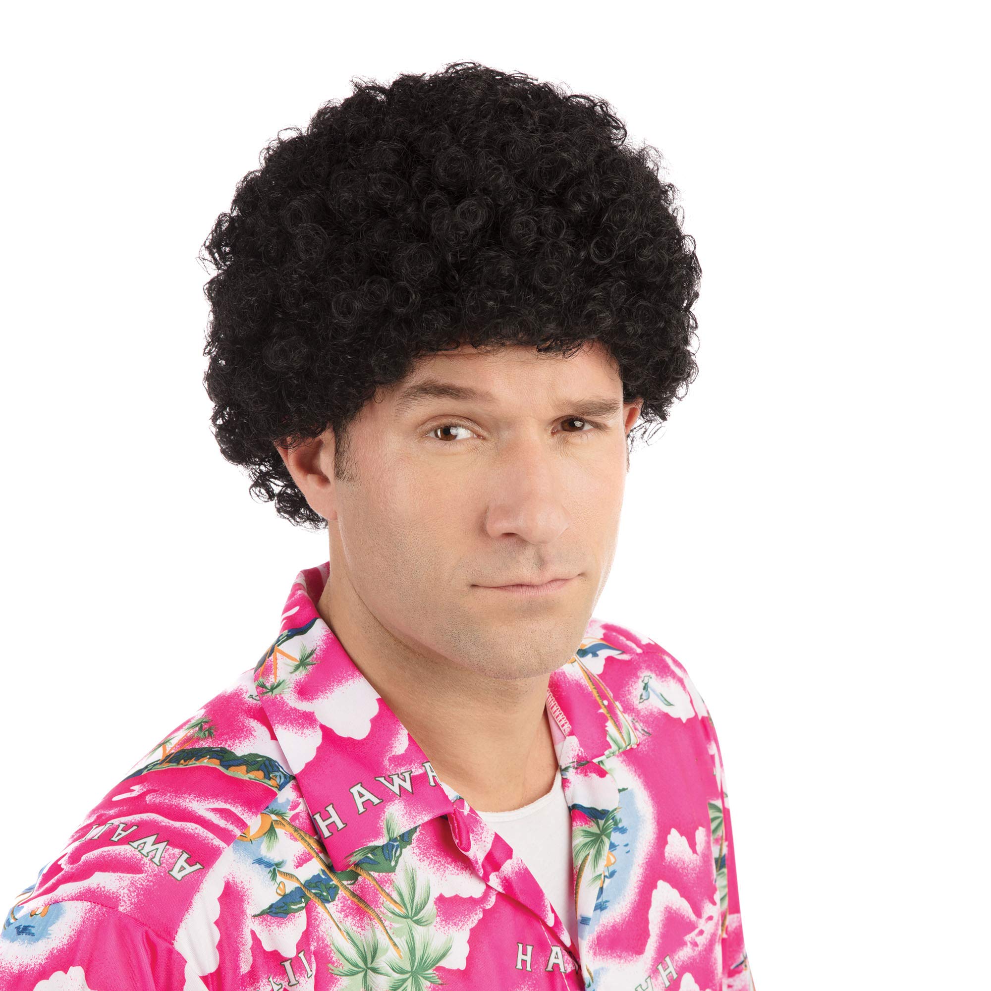 Realistic Black Short Curly Afro Wig for Men, 1 Pc. - Perfect Accessory for 70's Themed Parties, Costumes, Events, & More Halloween