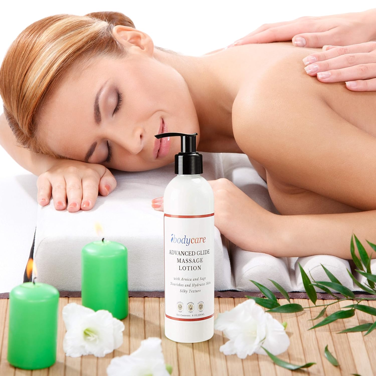 ibodycare Advanced Glide Massage Lotion for Massage Therapy, Cream Lotion, with Arnica and Sage, Nourish and Hydrate Skin, Silky Texture (8-oz) : Beauty