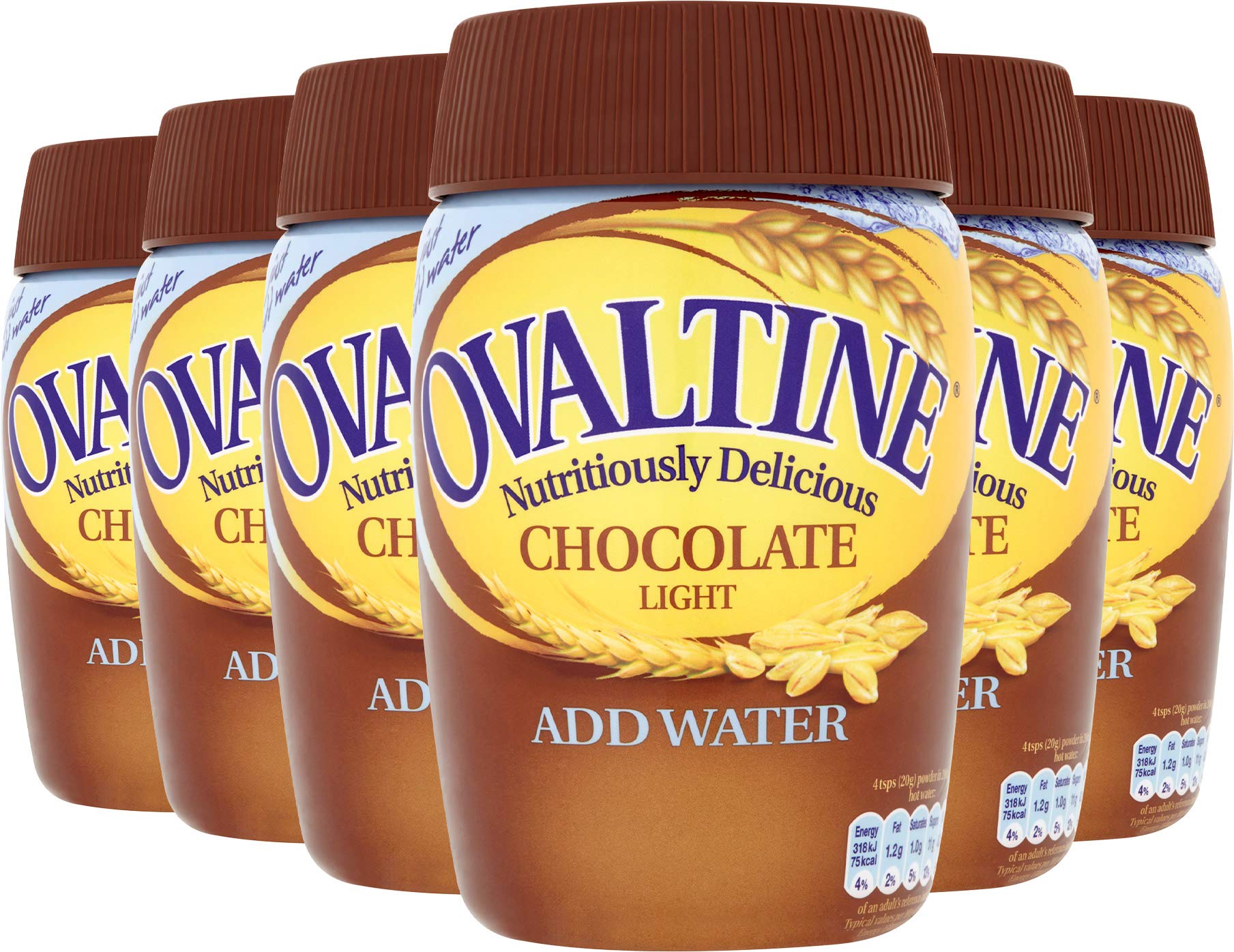 Ovaltine Chocolate Light add Water, Malt and Barley Drink, 300 g (Multipack of 6)
