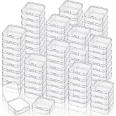 100 Pcs Small Plastic Bead Storage Containers with Lids - Clear Hinged Organizer Boxes for Jewelry, Crafts, Beads, DIY Suppli