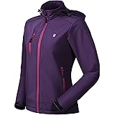 Little Donkey Andy Women’s Softshell Jacket, Ski Snowboarding Jacket with Removable Hood, Fleece Lined