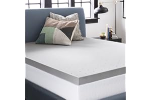 Lucid 3 Inch Mattress Topper Full – Memory Foam – Bamboo Charcoal Infusion – Cooling Ventilation – Hypoallergenic – CertiPur Certified Foam,White and Grey