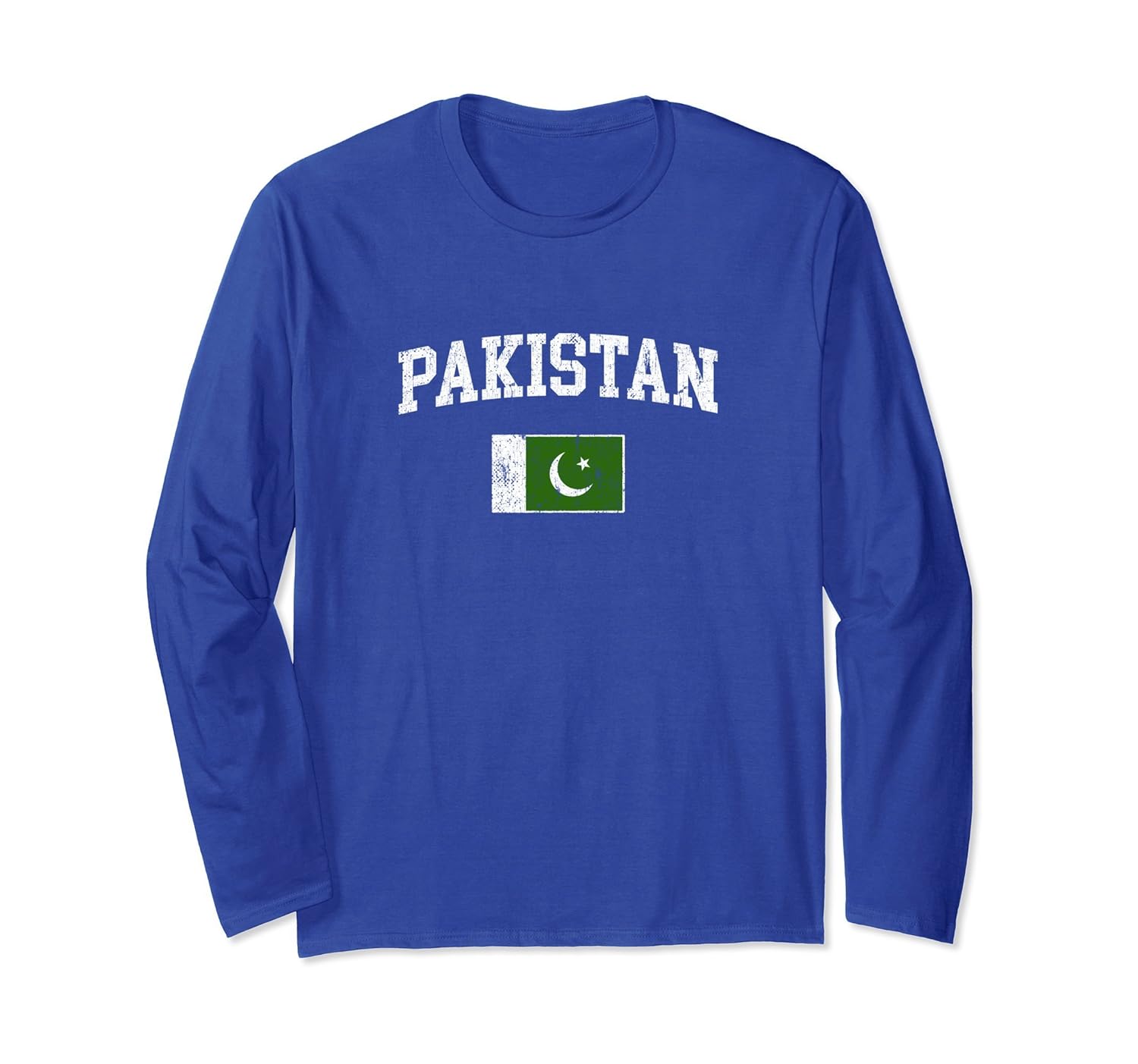 Vintage Pakistan Flag Long Sleeve Shirt College Tee-anz