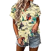 Western Shirt for Women Cowgirl Shirts Boho Graphic Button Down Country Concert Outfits Retro Cowboy Clothes Tops