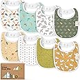 8-Pack Organic Baby Bibs for Boys, Girls - Soft Cotton Drooling and Teething Bibs for Baby Girl & Boy, Extra Absorbent, Easy To Clean & Put On for Toddler, Newborn, Infant 0-24 Months (Mesozoic)