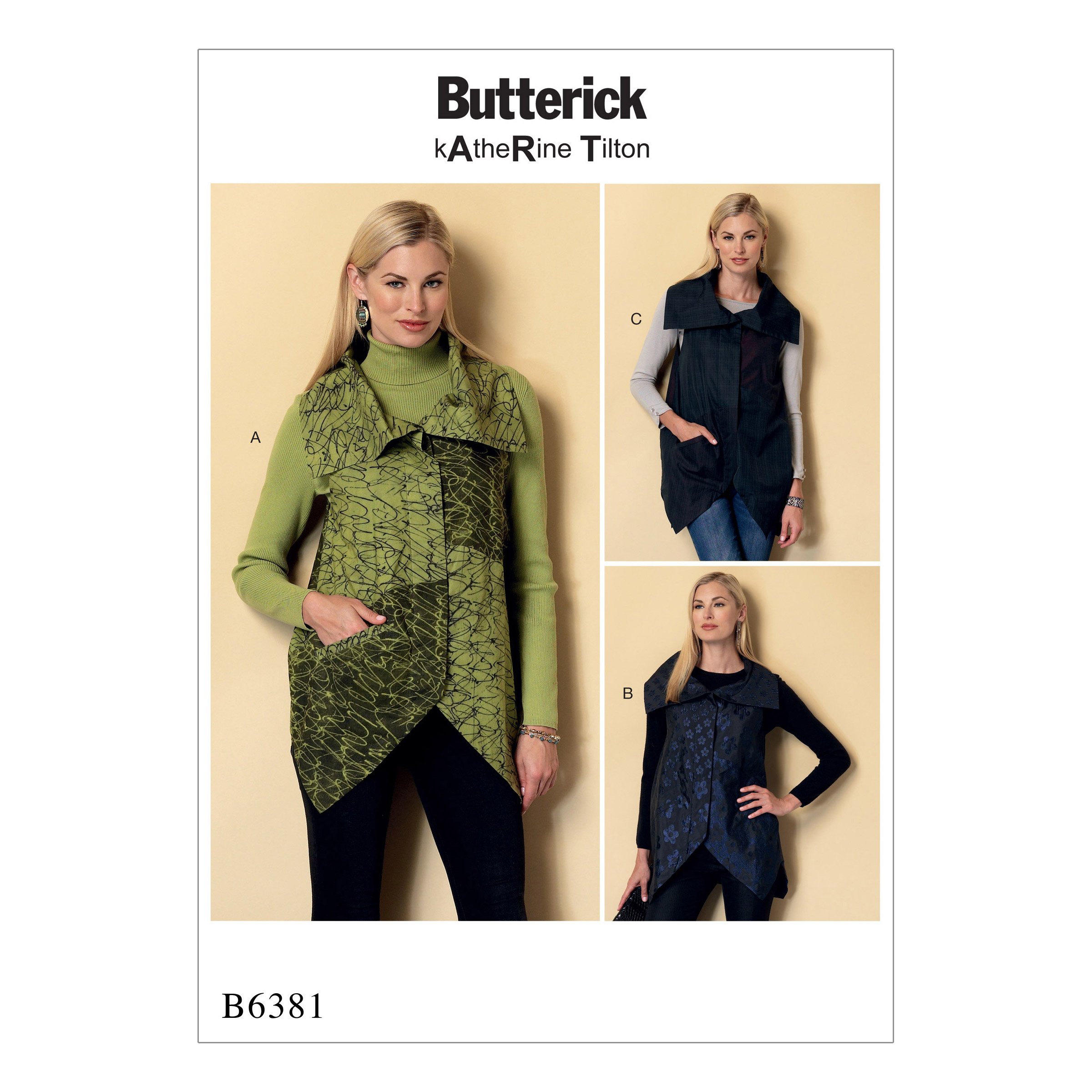Butterick Patterns 6381 Y,Misses Vest,Sizes XSM-MED, Tissue, Multicoloured, 17 x 0.5 x 22 cm