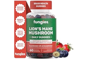 Fungies Lion's Mane Mushroom Gummies | Blueberry & Strawberry | 60 Servings | Mushroom Gummies for Adults for Brain Fog | Foc