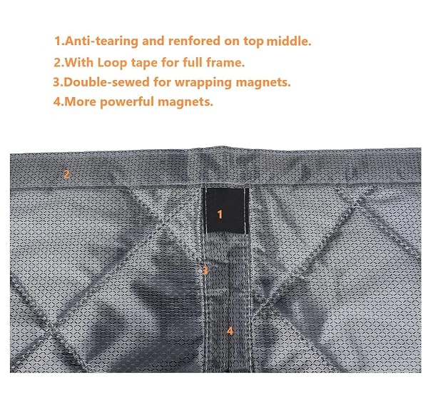 WOHOMZY THERMAL DOOR CURTAIN FITS DOORS SIZE 62″X83″,CURTAIN SIZE 65″X85″, MAGNETIC INSULATED CURTAIN CENTER OPEN, VISIBLE PANELS,KEEP WARM IN WINTER COOL IN SUMMER,DIAMOND PATTERN,GRAY