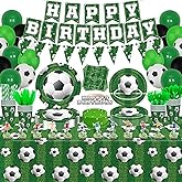 229 Pack Soccer Party Supplies Soccer Party Decorations Boys Sports Theme Birthday Decor Soccer Theme Tableware Set - Soccer Plates, Balloons, Banners, Ball Theme Tablecloth, Cups, Napkins Serves 20
