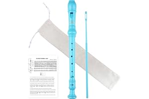 YONTY Soprano Recorder 8-Hole Instrument for Beginners Kids Students, German Style C Key Flute with Cleaning Rod & acking Bag for Education & Entertainment - Light Blue