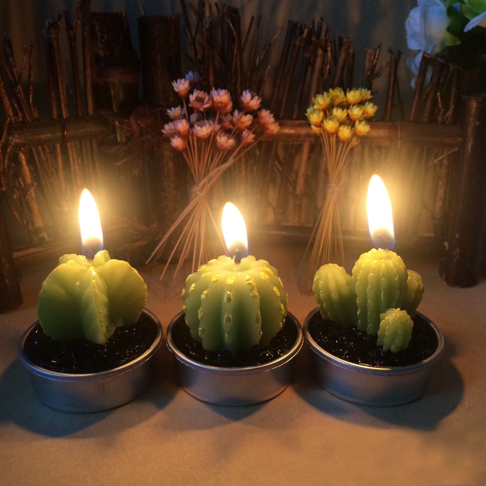 Ornerx Decorative Cactus Candles Tea Light Candles 6 Pcs on Galleon