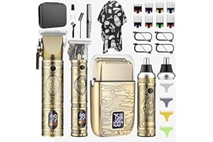 Bomxin Hair Clippers for Men T-Blade Nose Hair Trimmer Foil Shavers for Men Barber Barber Kit, Men Hair Clippers, Zero Gap Haircutting Set, Clippers for Hair Cutting, LCD Display (Bronze)