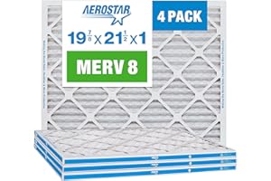 Aerostar 19 7/8 x 21 1/2 x 1 MERV 8 Pleated Air Filter, AC Furnace Air Filter, 4 Pack (Actual Size: 19 7/8" x 21 1/2" x 3/4")