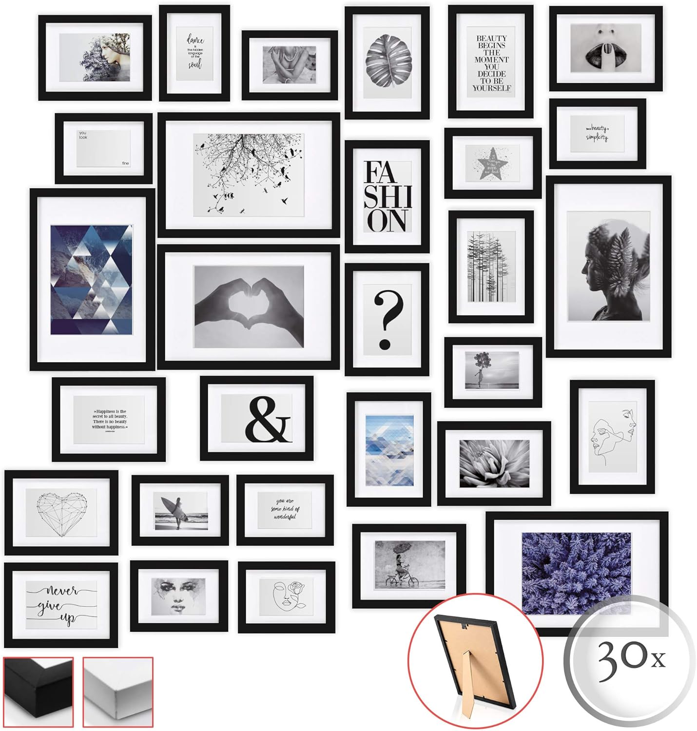 bomoe Picture Frame Set 30 Pieces Emotion Photo Frame for Picture Frame