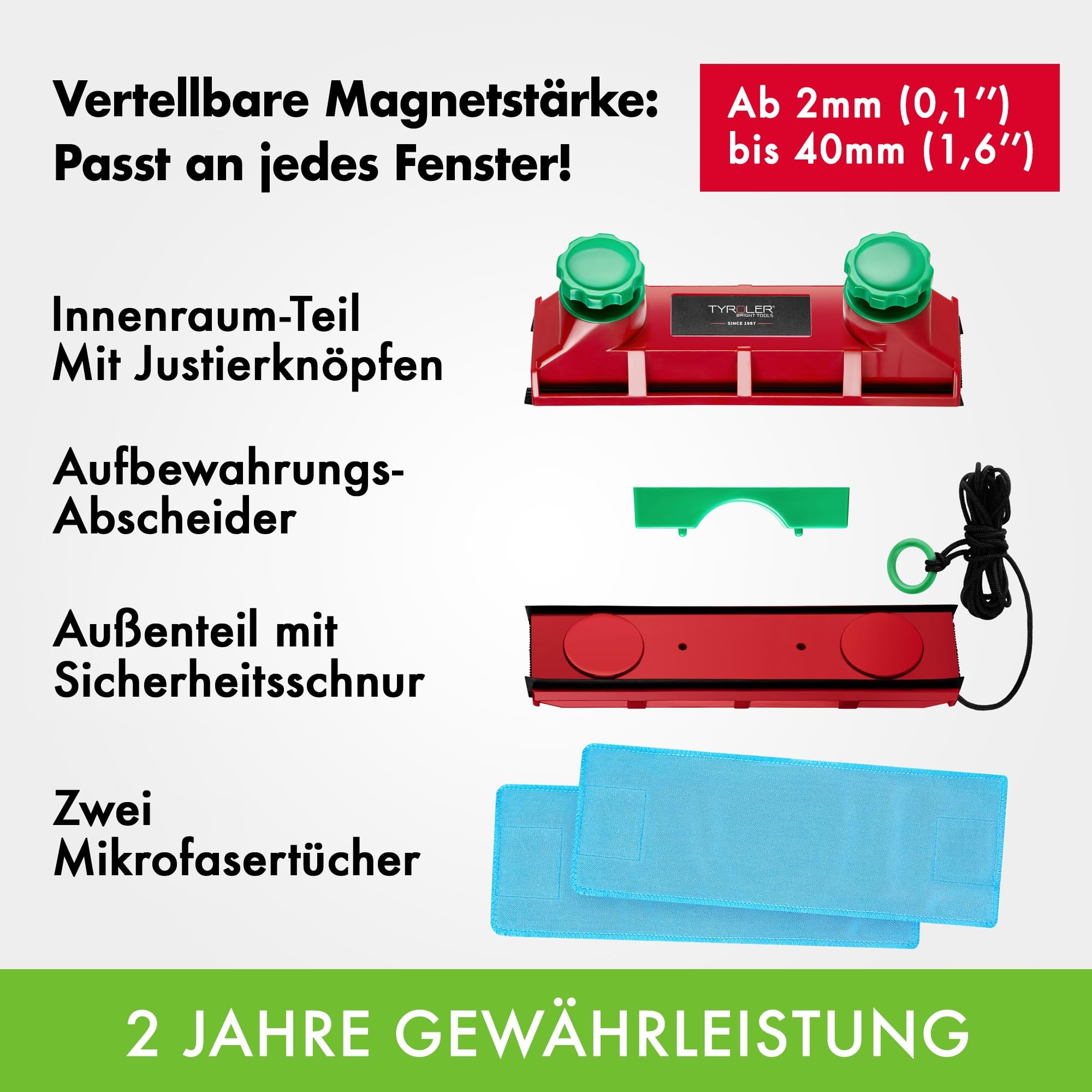 Tyroler Glider D-4 Magnetischer Fensterreiniger für 2-40 mm Doppelglas 6