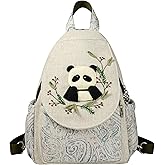 HUANGGUOSHU Women's Boho Knit Mini Backpack - Handmade Multi-Pocket Purse, Secure Zipper, Gift for Her - Bunny Design