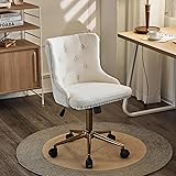 VINGLI White Teddy Fleece Armless Office Desk Chair