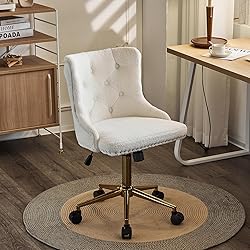 VINGLI White Teddy Fleece Armless Office Desk Chair