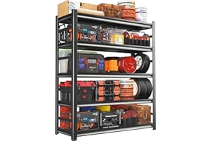 Bezuny Garage Shelving Unit and Storage-Easy Assembly Metal Shelves 5-Tier Rack|Heavy-Duty Adjustable Shelf|Steel Shelves for Industrial,Warehouse,Basement (15.7" D x 32" W x 63" H)