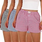 Bunnycool 3 Pack Women's Boxer Shorts, Casual Summer Pajama Gingham Shorts Sleep Plaid Pants Lounge Y2k Beach Bottoms 2025