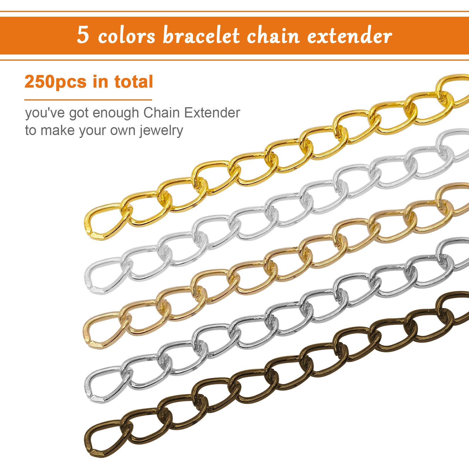 250Pcs Chain Extender for Jewelry Making,Bracelet Chains...